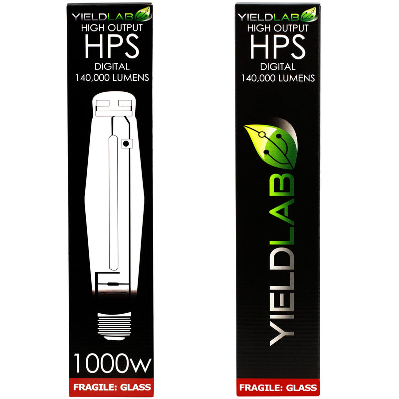 Grow Lights Yield Lab HPS 1000w Lamp HID Bulb (3 Pack) front and back of box