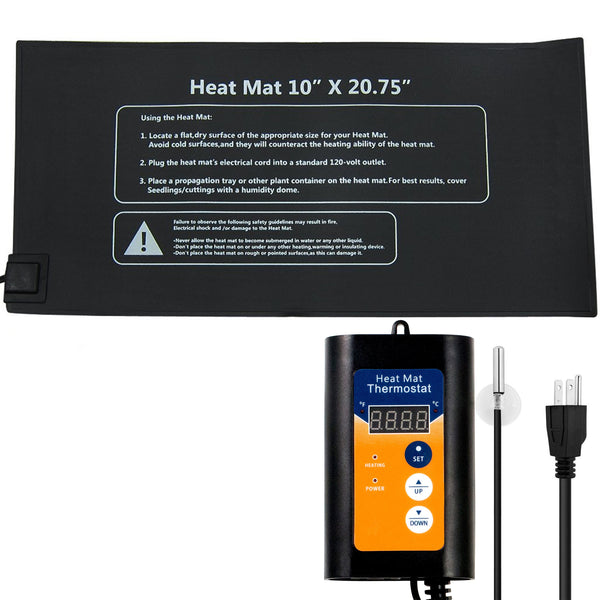 Propagation Yield Lab 20.75 x 10 Inch Heat Mat and Thermostat Temperature Controller top view