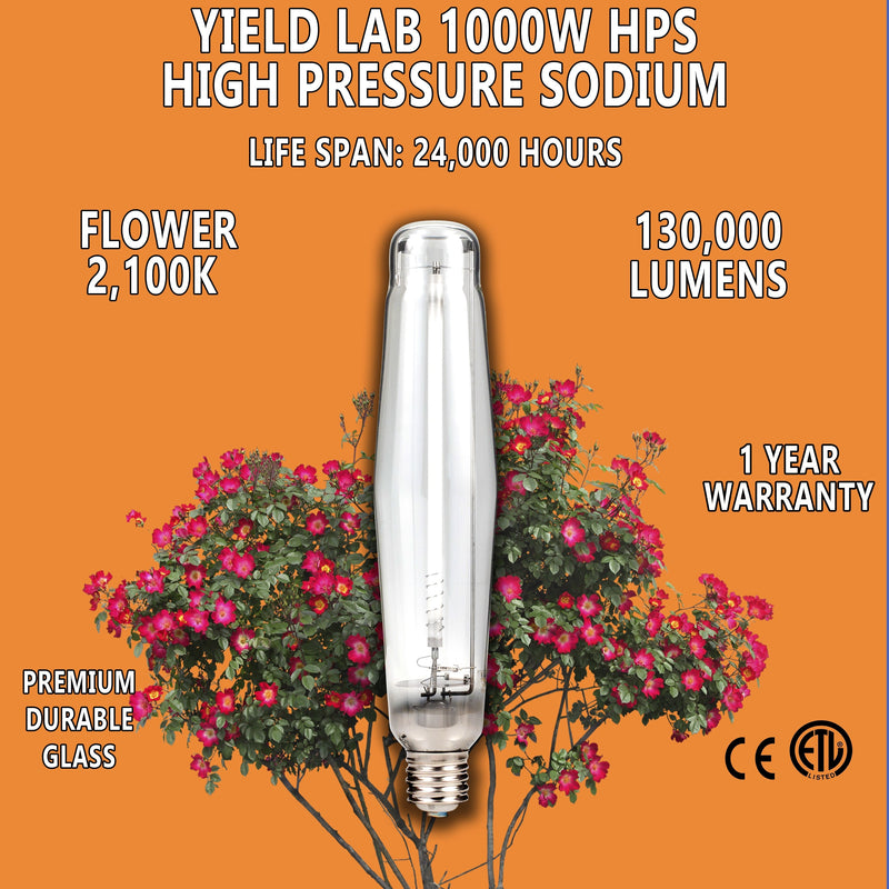 Yield Lab 1000w HPS Cool Tube Reflector Digital Grow Light Kit hps bulb features