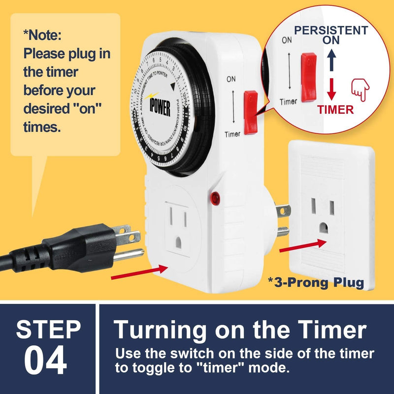 24-Hour Programmable Electric Timer Control turning on