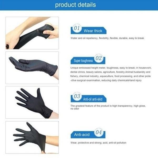 100 Pack Black Nitrile Gloves specifications
