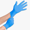 100 Pack Black Nitrile Gloves put on hands