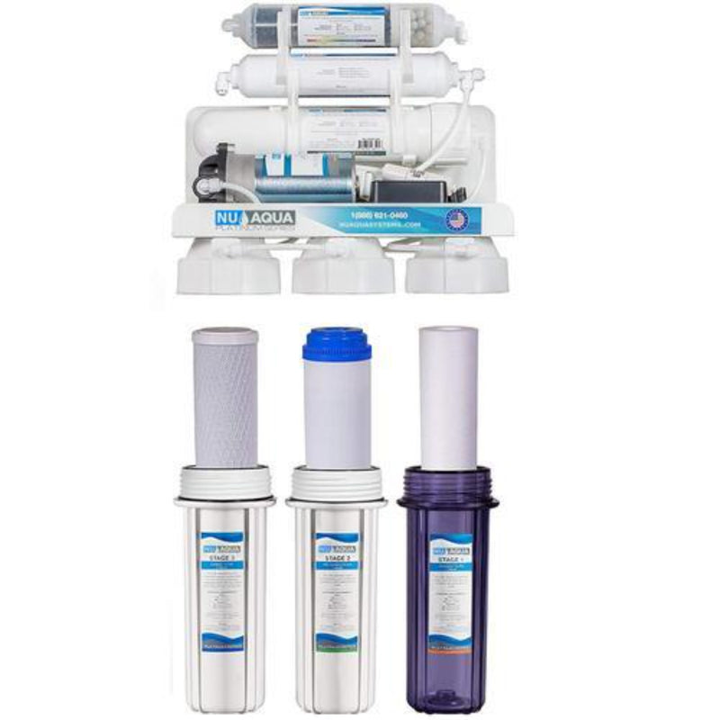 Reverse Osmosis System Nu Aqua Stage 6 Alkaline with Pump Filters in System 