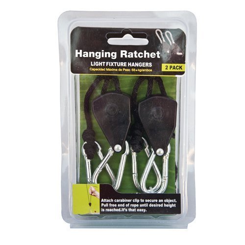 Grow Lights 1/8 Inch Hanging Ratchet Light Hangers - 2 Pack in package