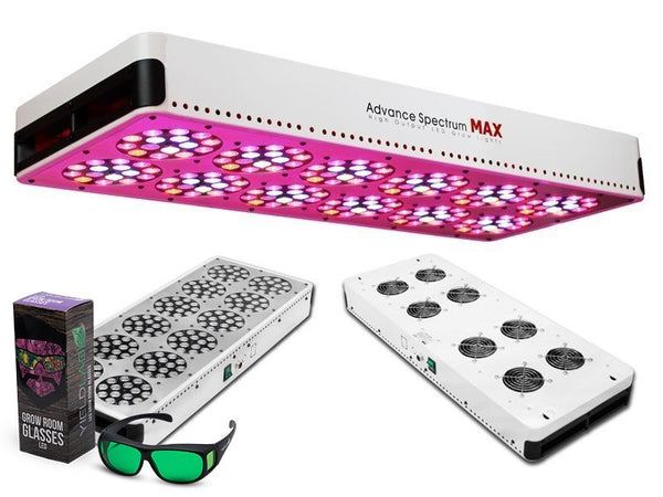 S540 Advance Spectrum MAX LED Grow Light Panel side and front angle with glasses