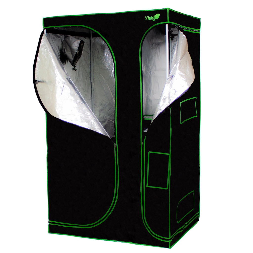 mylar grow tent fabric Yield Lab 2-in-1 Grow Tent 48" x 36" x 80" Full Cycle Greenhouse and Propagation Room w/ 210D Oxford Cloth & 100% Reflective Mylar Lining