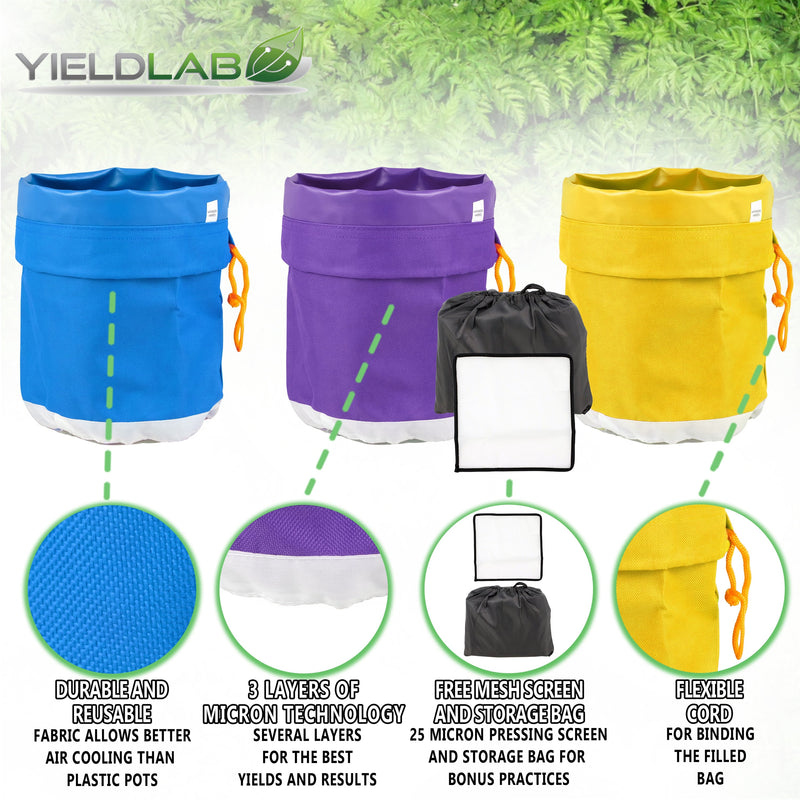 Yield Lab 5 Gallon Bubble Extraction Bags: 3 Bag Set features