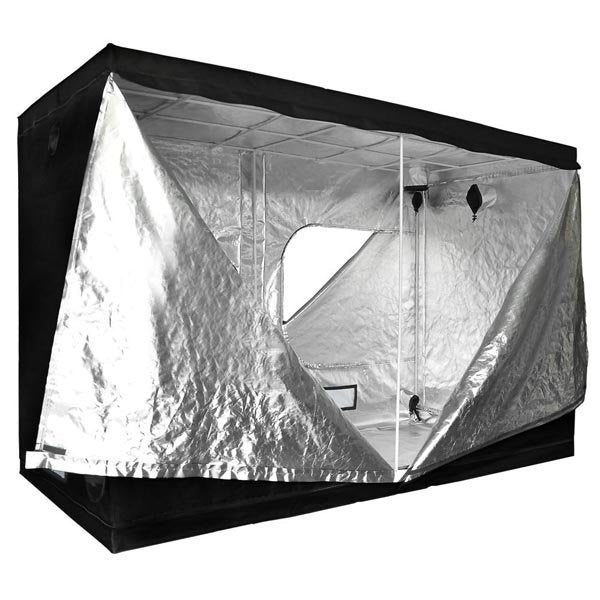 LAGarden 118" x 60" x 78" Mylar Reflective 2 Door Indoor Grow Tent front of tent with doors open