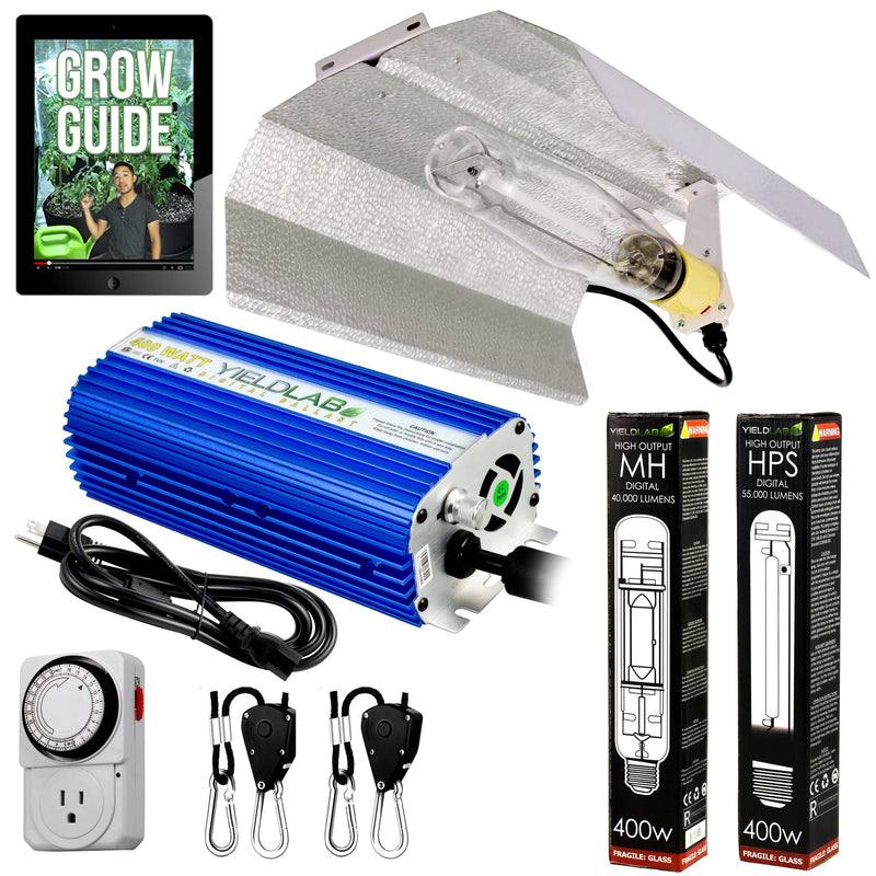 Yield Lab 400W HPS+MH Wing Reflector Grow Light Kit with all components