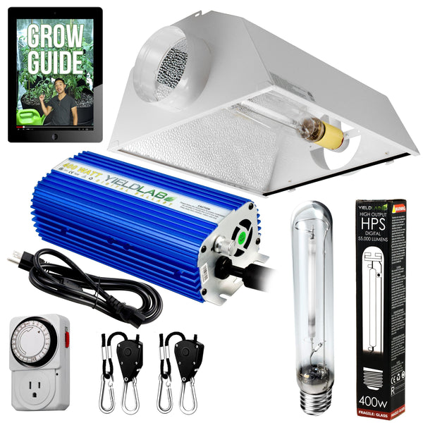 Yield Lab 400w HPS Air Cool Hood Grow Light Kit with all components
