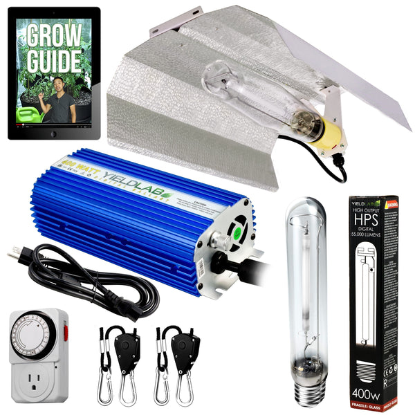 Yield Lab 400w HPS Wing Reflector Digital Grow Light Kit with all components
