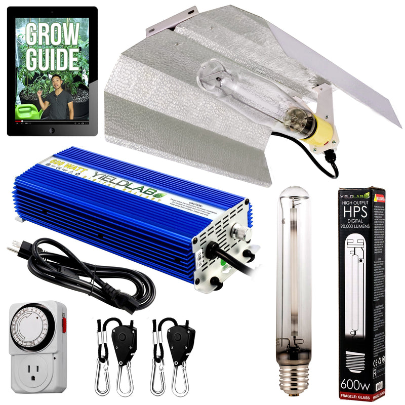 Yield Lab 600w HPS Wing Reflector Digital Dimming Grow Light Kit with all components