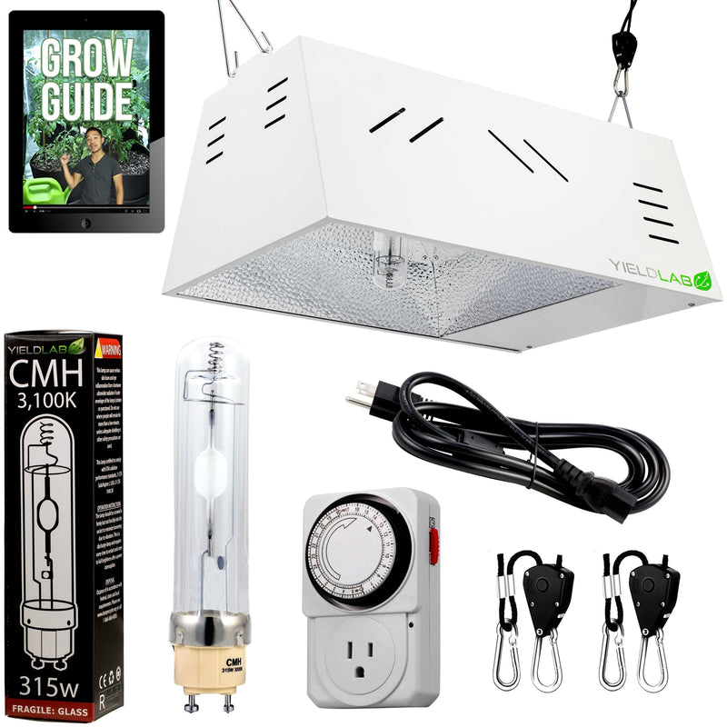 Yield Lab Professional Series 120/220v 315w All-In-One Hood CMH Complete Grow Light Kit with all components